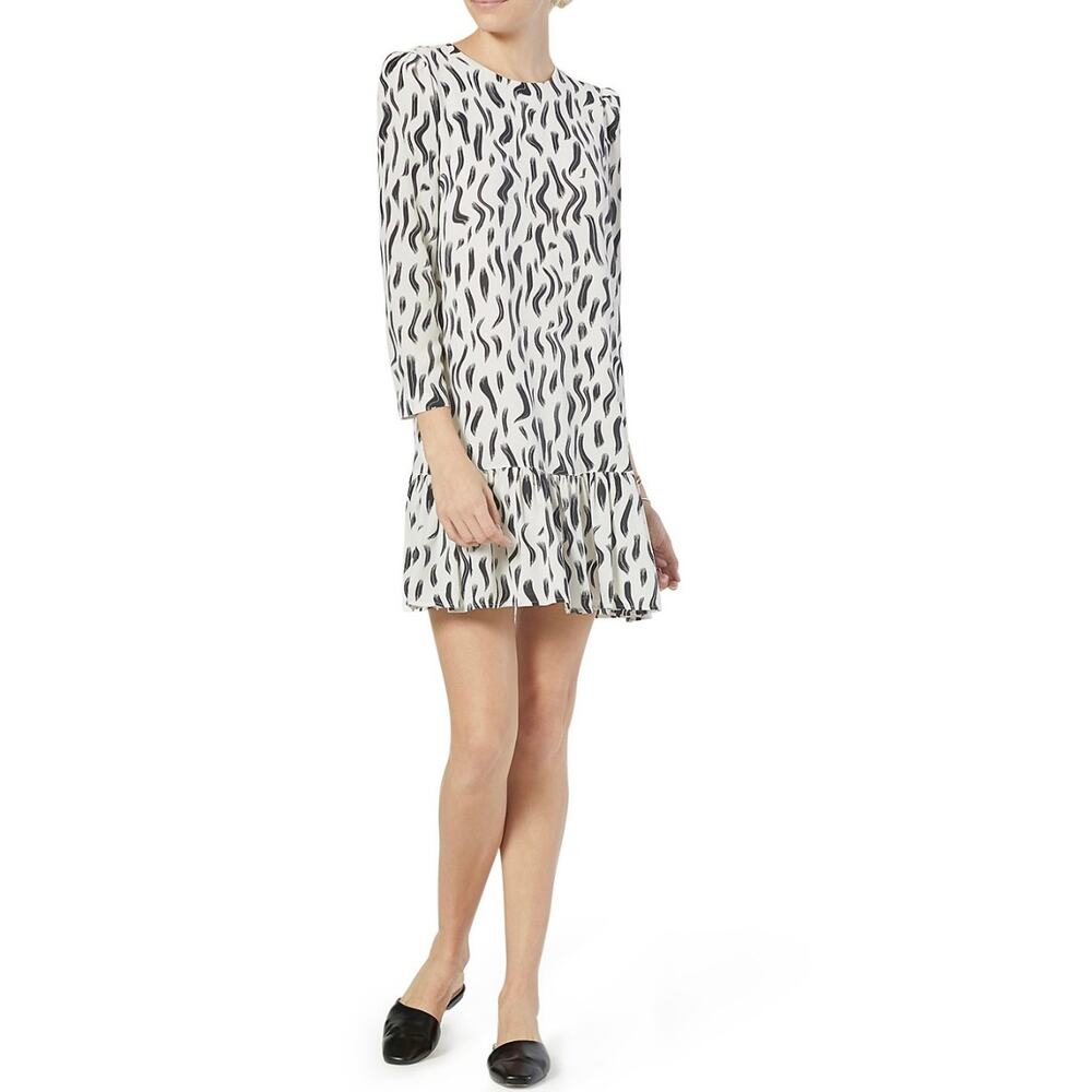 Joie Silk Shift Dress Size Small Black and White Peplum Country Club Preppy NWT